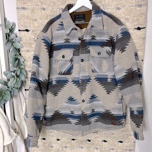 Jachs NY Men’s Patterned Wool Blend Fully Lined Shirt Jacket, Tan Multi XL